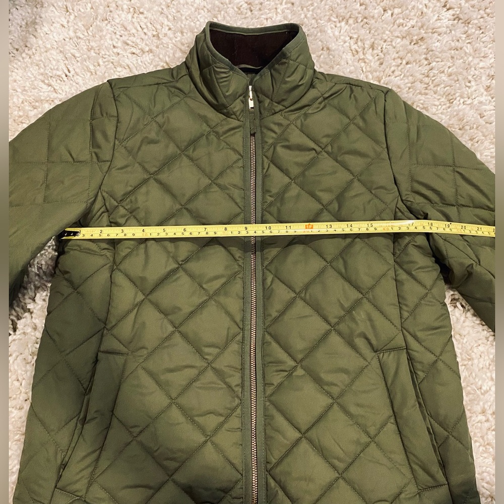 J Crew Quilted Puffer Jacket Corduroy Olive Green Small Women’s Cabincore - Picture 9 of 9